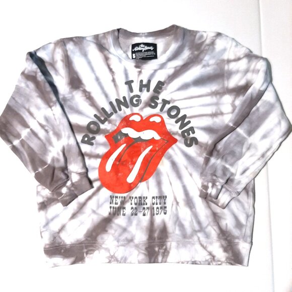Rolling Stones logo NYC 1975 tie dye sweatshirt size small cotton blend comfy - Picture 1 of 3